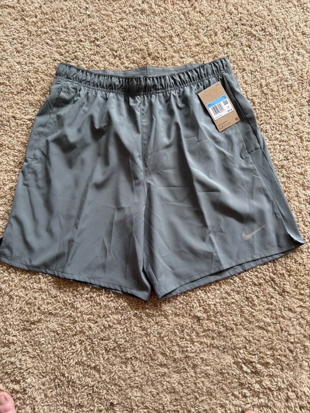 Nike Men’s Gray Athletic Shorts with Reflective Swoosh
